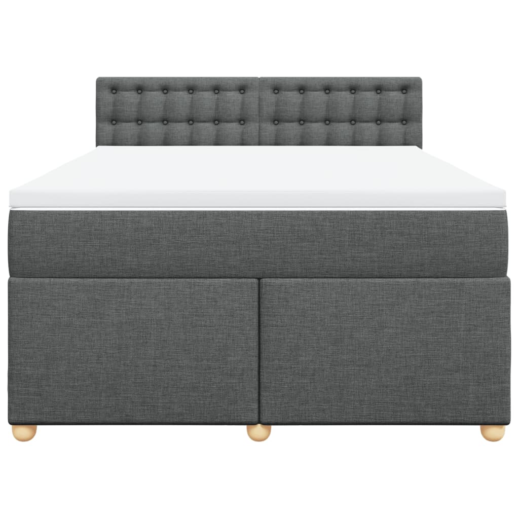 Κρεβάτι Boxspring με Στρώμα Σκούρο Γκρι 140x190 εκ. Υφασμάτινο - Pakobazaar