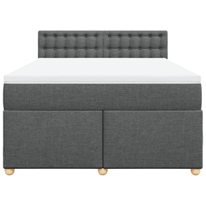 Κρεβάτι Boxspring με Στρώμα Σκούρο Γκρι 140x190 εκ. Υφασμάτινο - Pakobazaar
