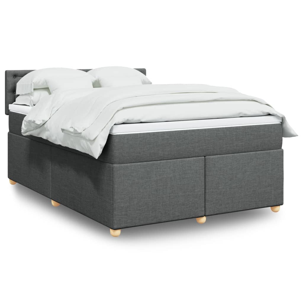 Κρεβάτι Boxspring με Στρώμα Σκούρο Γκρι 140x190 εκ. Υφασμάτινο - Pakobazaar