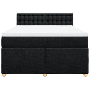 Κρεβάτι Boxspring με Στρώμα Μαύρο 140x190 εκ. Υφασμάτινο - Pakobazaar