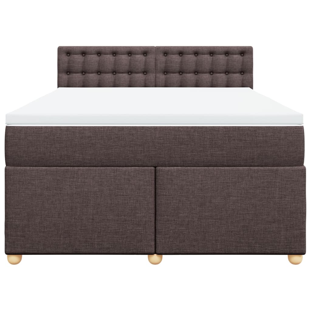 Κρεβάτι Boxspring με Στρώμα Σκούρο Καφέ 140x190 εκ. Υφασμάτινο - Pakobazaar