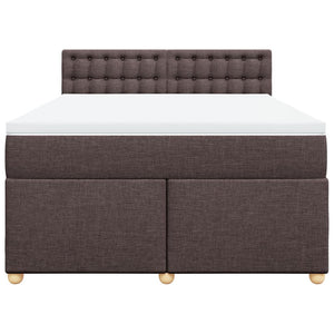 Κρεβάτι Boxspring με Στρώμα Σκούρο Καφέ 140x190 εκ. Υφασμάτινο - Pakobazaar
