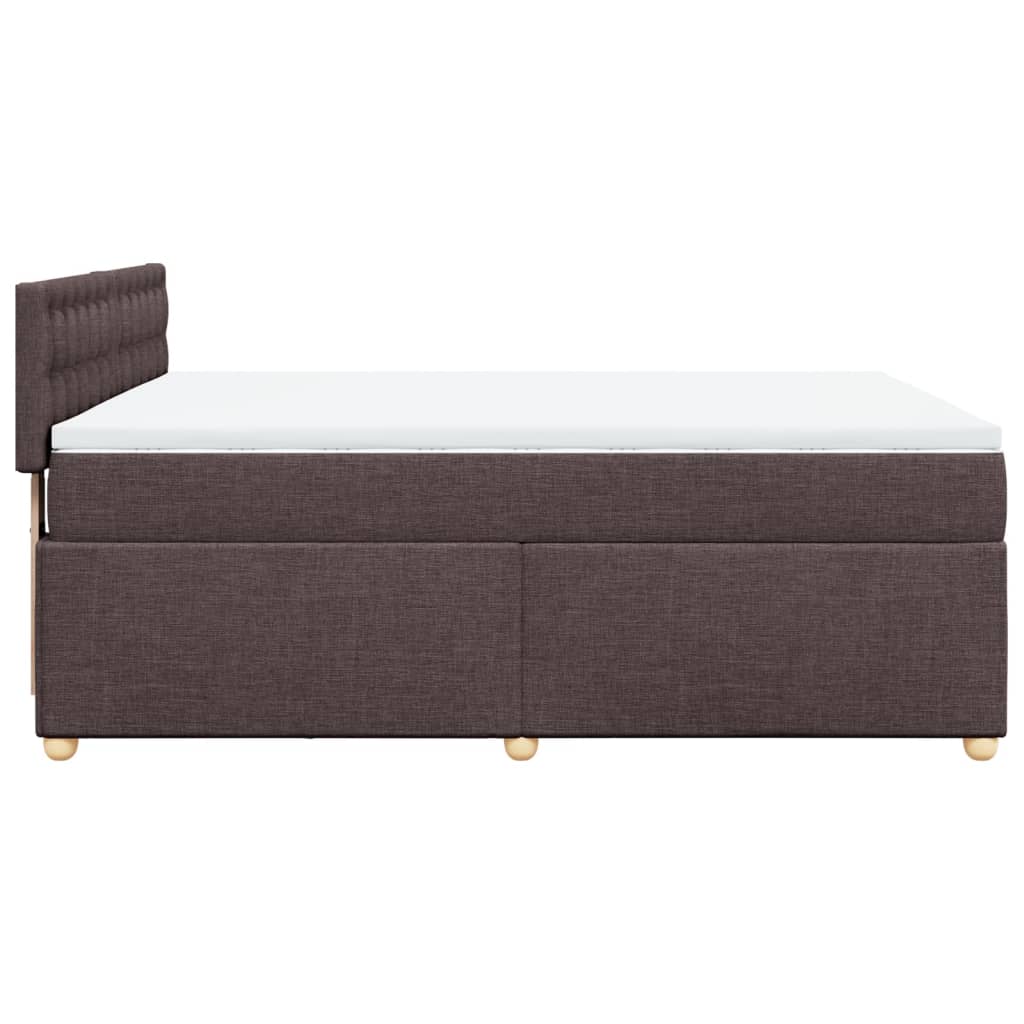 Κρεβάτι Boxspring με Στρώμα Σκούρο Καφέ 140x190 εκ. Υφασμάτινο - Pakobazaar