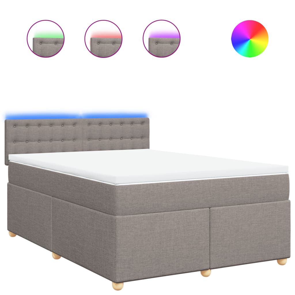Κρεβάτι Boxspring με Στρώμα Taupe 140x190 εκ. Υφασμάτινο