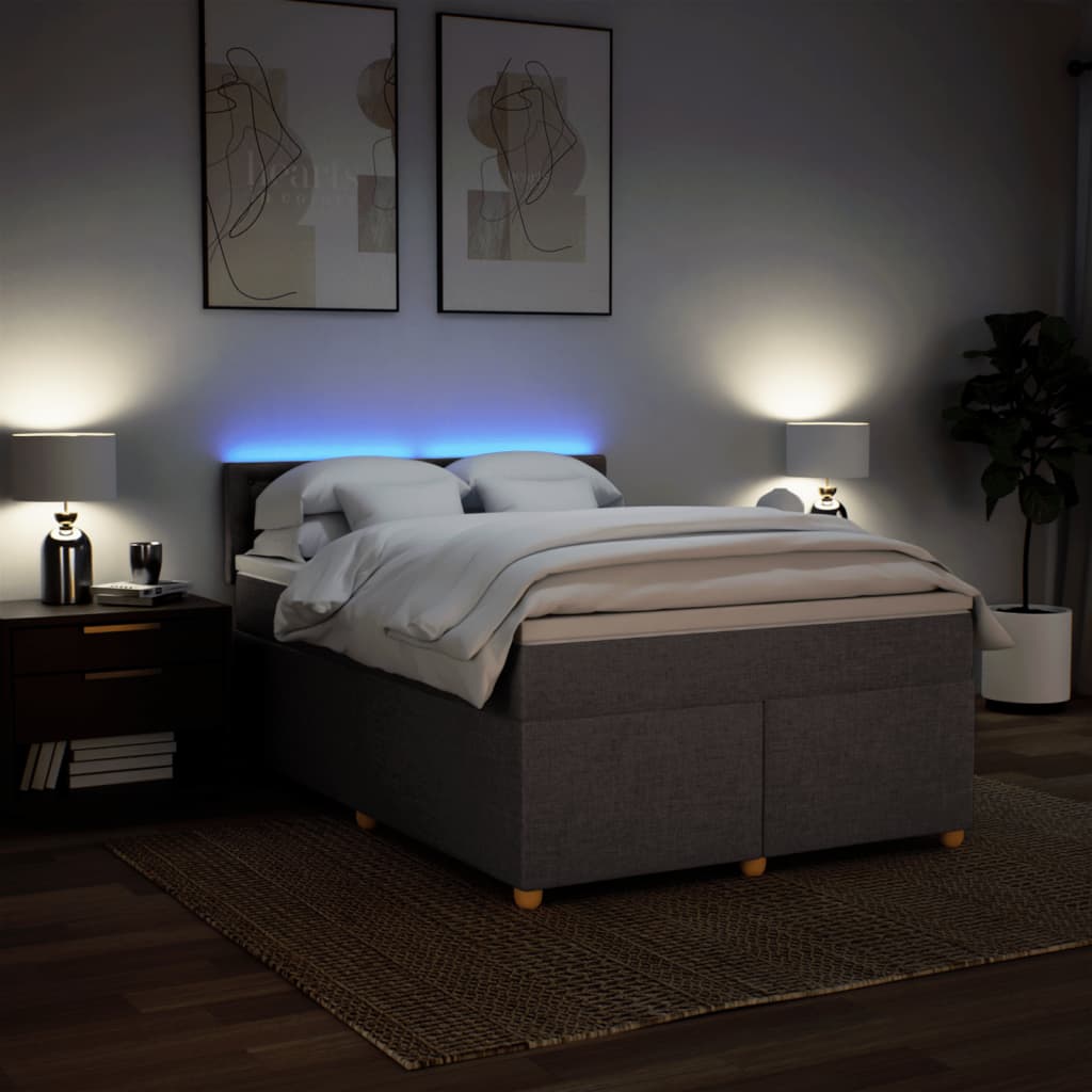 Κρεβάτι Boxspring με Στρώμα Taupe 140x190 εκ. Υφασμάτινο