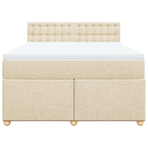 Κρεβάτι Boxspring με Στρώμα Κρεμ 140x190 εκ. Υφασμάτινο - Pakobazaar