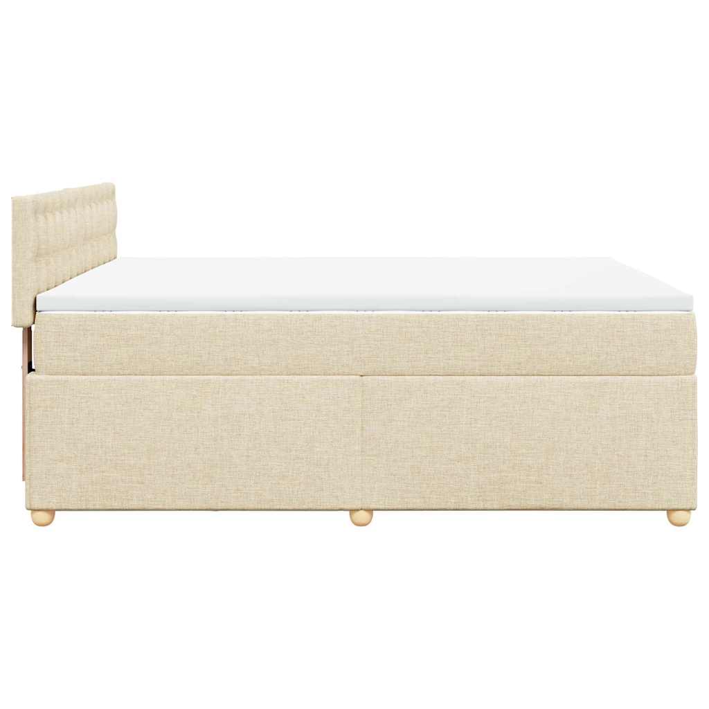Κρεβάτι Boxspring με Στρώμα Κρεμ 140x190 εκ. Υφασμάτινο - Pakobazaar