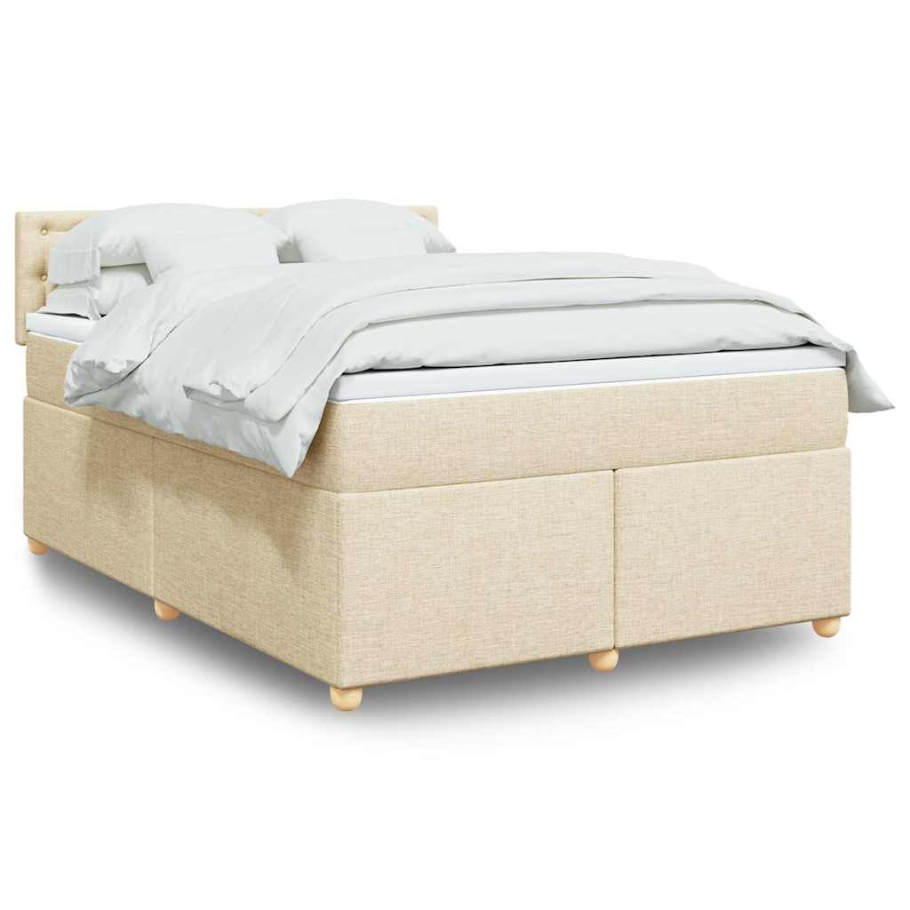 Κρεβάτι Boxspring με Στρώμα Κρεμ 140x190 εκ. Υφασμάτινο - Pakobazaar