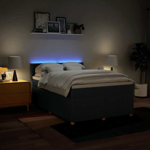 Κρεβάτι Boxspring με Στρώμα Μπλε 140x190 εκ. Υφασμάτινο - Pakobazaar
