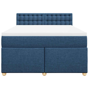 Κρεβάτι Boxspring με Στρώμα Μπλε 140x190 εκ. Υφασμάτινο - Pakobazaar