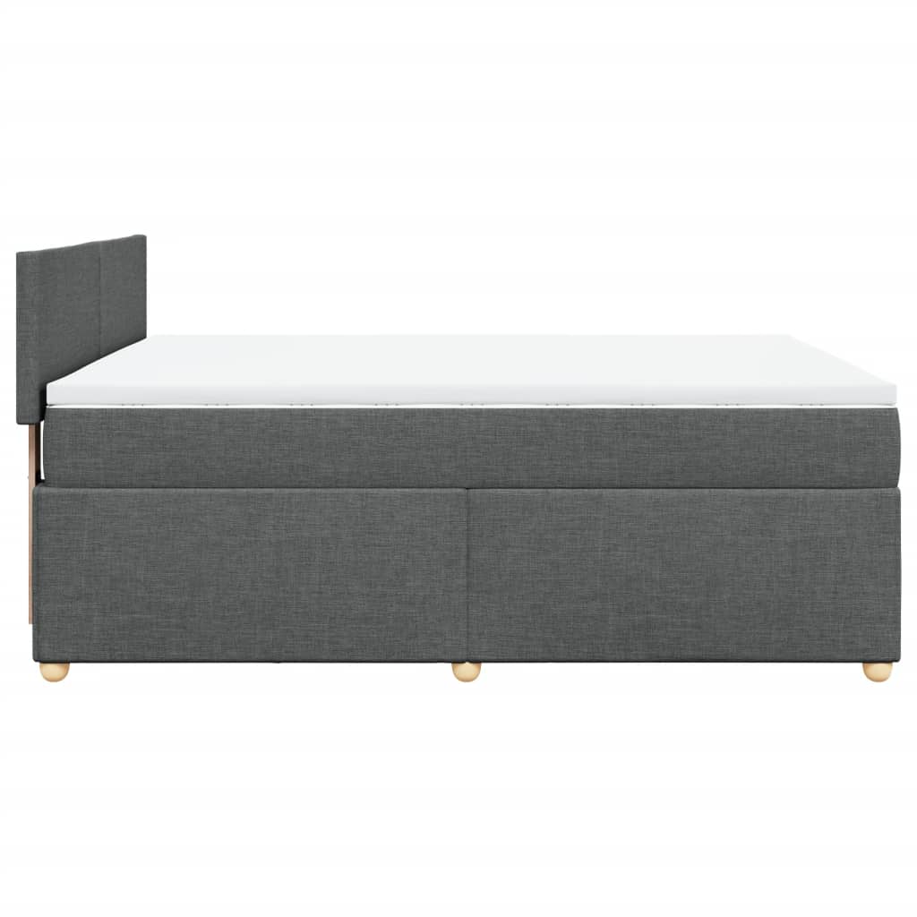 Κρεβάτι Boxspring με Στρώμα Σκούρο Γκρι 140x200 εκ Υφασμάτινο