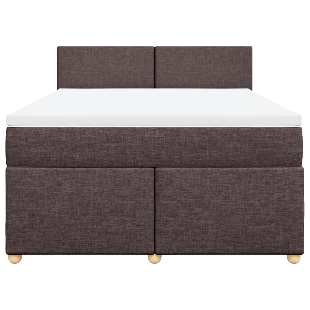 Κρεβάτι Boxspring με Στρώμα Σκούρο Καφέ 140x200 εκ Υφασμάτινο