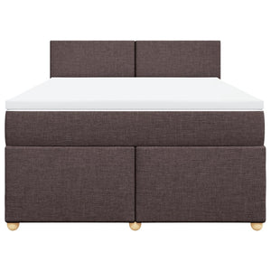 Κρεβάτι Boxspring με Στρώμα Σκούρο Καφέ 140x200 εκ Υφασμάτινο