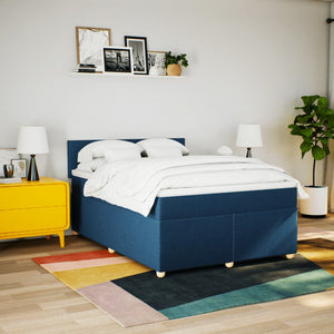Κρεβάτι Boxspring με Στρώμα Μπλε 140x200 εκ. Υφασμάτινο