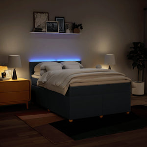 Κρεβάτι Boxspring με Στρώμα Μπλε 140x200 εκ. Υφασμάτινο