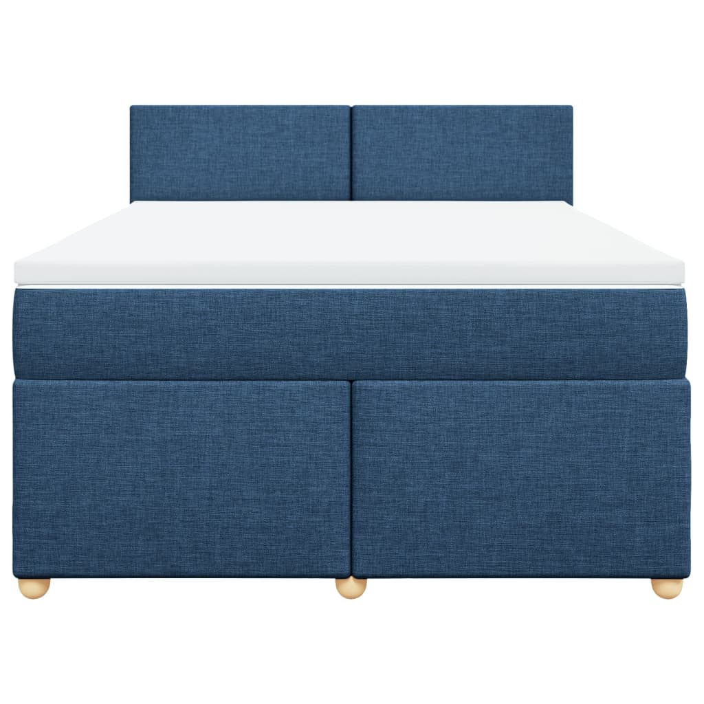 Κρεβάτι Boxspring με Στρώμα Μπλε 140x200 εκ. Υφασμάτινο