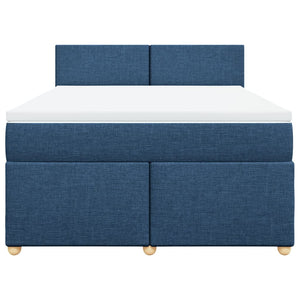 Κρεβάτι Boxspring με Στρώμα Μπλε 140x200 εκ. Υφασμάτινο
