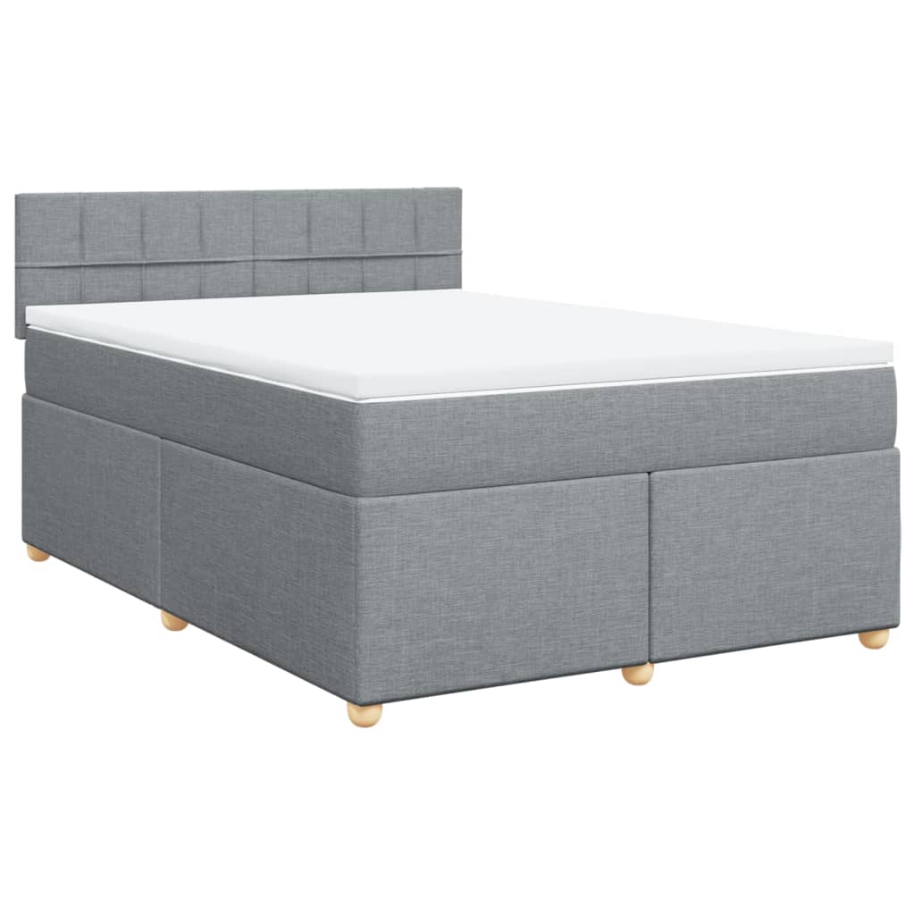 Κρεβάτι Boxspring με Στρώμα Ανοιχτό Γκρι 140x200 εκ. Υφασμάτινο - Pakobazaar