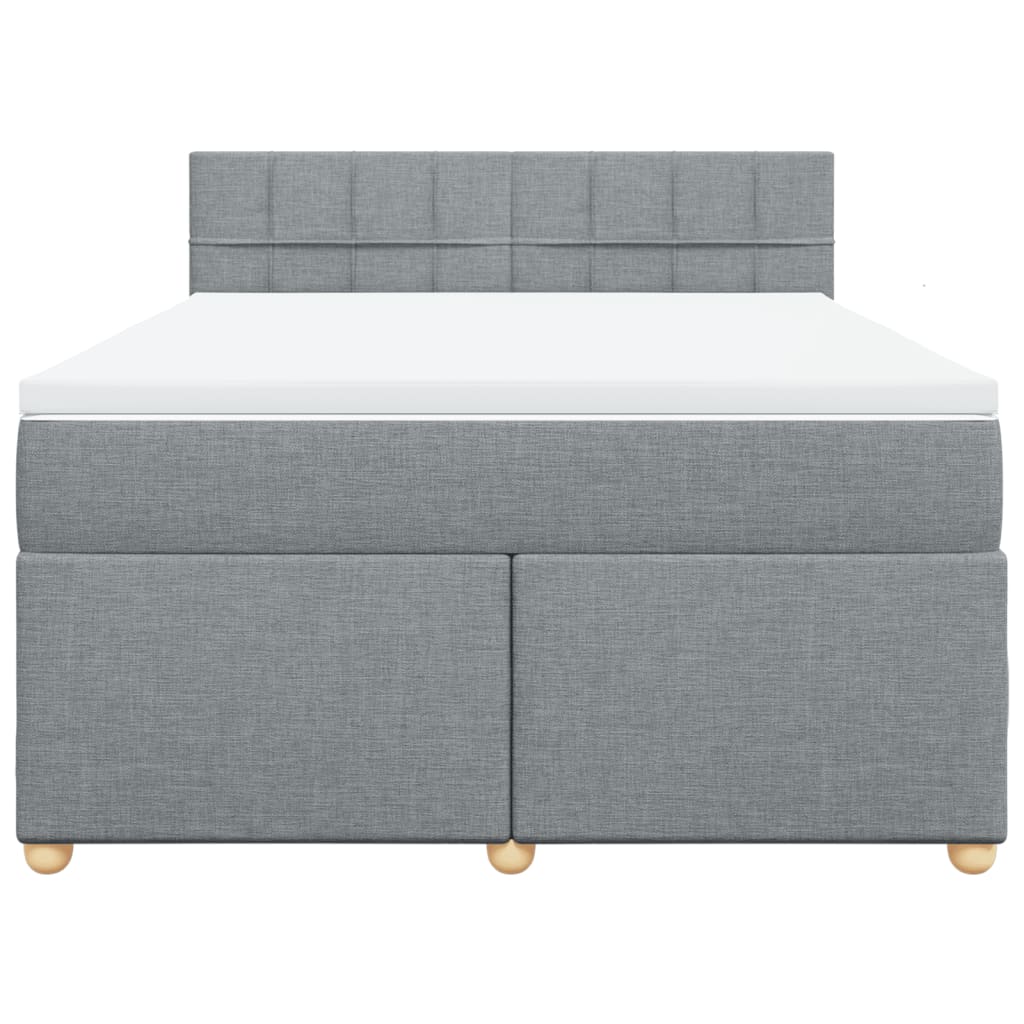 Κρεβάτι Boxspring με Στρώμα Ανοιχτό Γκρι 140x200 εκ. Υφασμάτινο - Pakobazaar