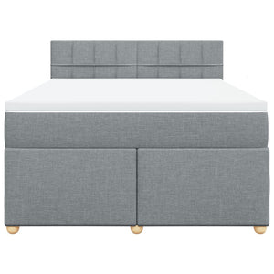 Κρεβάτι Boxspring με Στρώμα Ανοιχτό Γκρι 140x200 εκ. Υφασμάτινο - Pakobazaar