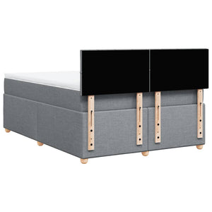 Κρεβάτι Boxspring με Στρώμα Ανοιχτό Γκρι 140x200 εκ. Υφασμάτινο - Pakobazaar