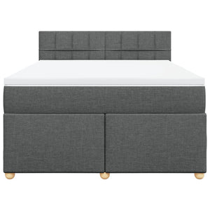 Κρεβάτι Boxspring με Στρώμα Σκούρο Γκρι 140x200 εκ Υφασμάτινο - Pakobazaar
