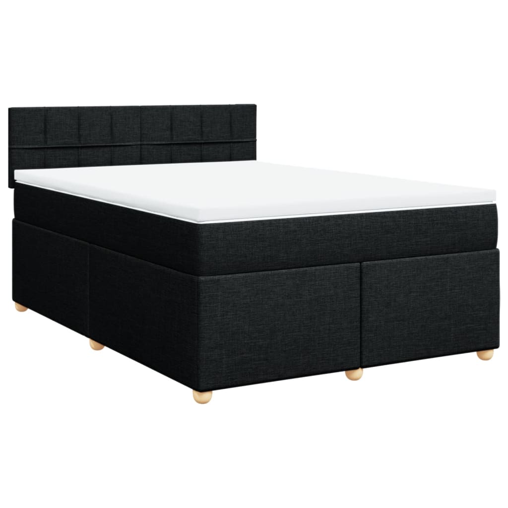 Κρεβάτι Boxspring με Στρώμα Μαύρο 140x200 εκ. Υφασμάτινο - Pakobazaar