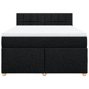 Κρεβάτι Boxspring με Στρώμα Μαύρο 140x200 εκ. Υφασμάτινο - Pakobazaar