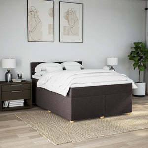 Κρεβάτι Boxspring με Στρώμα Σκούρο Καφέ 140x200 εκ Υφασμάτινο - Pakobazaar