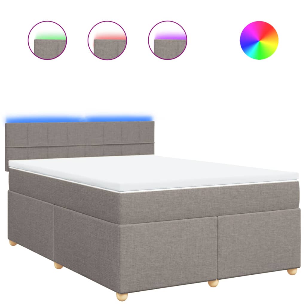 Κρεβάτι Boxspring με Στρώμα Taupe 140x200 εκ. Υφασμάτινο