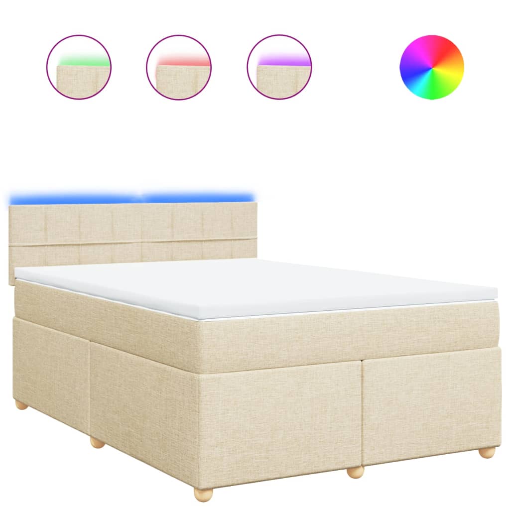 Κρεβάτι Boxspring με Στρώμα Κρεμ 140x200 εκ. Υφασμάτινο - Pakobazaar