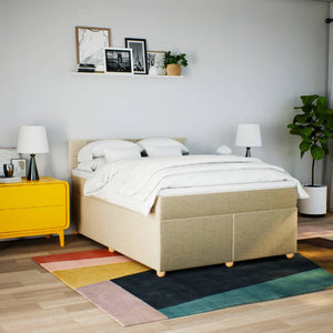 Κρεβάτι Boxspring με Στρώμα Κρεμ 140x200 εκ. Υφασμάτινο - Pakobazaar