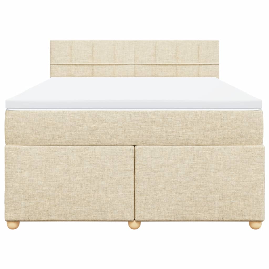 Κρεβάτι Boxspring με Στρώμα Κρεμ 140x200 εκ. Υφασμάτινο - Pakobazaar