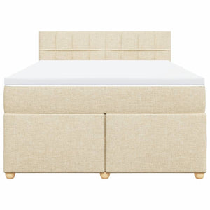 Κρεβάτι Boxspring με Στρώμα Κρεμ 140x200 εκ. Υφασμάτινο - Pakobazaar