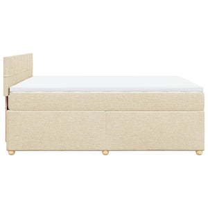 Κρεβάτι Boxspring με Στρώμα Κρεμ 140x200 εκ. Υφασμάτινο - Pakobazaar