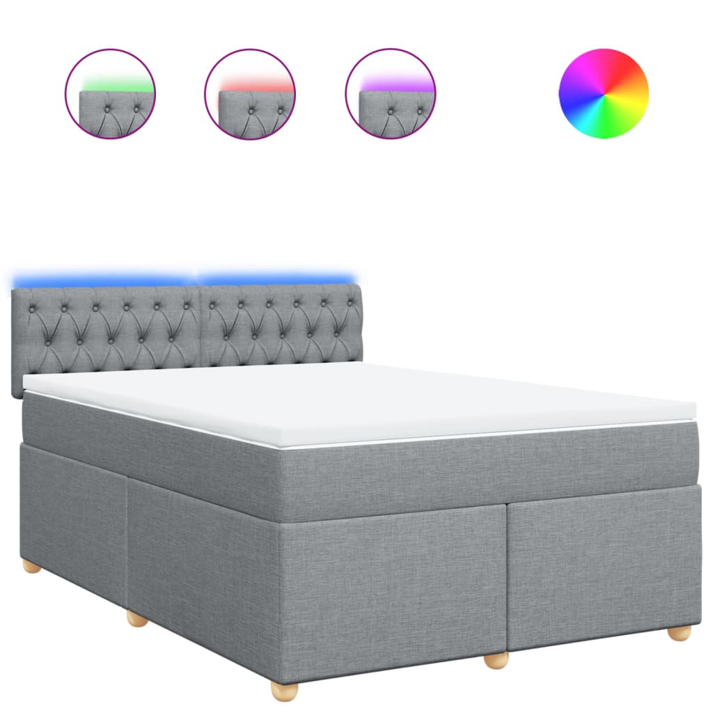Κρεβάτι Boxspring με Στρώμα Ανοιχτό Γκρι 140x200 εκ. Υφασμάτινο - Pakobazaar