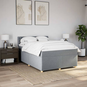 Κρεβάτι Boxspring με Στρώμα Ανοιχτό Γκρι 140x200 εκ. Υφασμάτινο - Pakobazaar