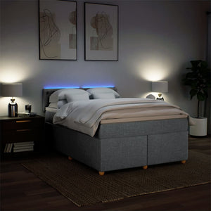 Κρεβάτι Boxspring με Στρώμα Ανοιχτό Γκρι 140x200 εκ. Υφασμάτινο - Pakobazaar