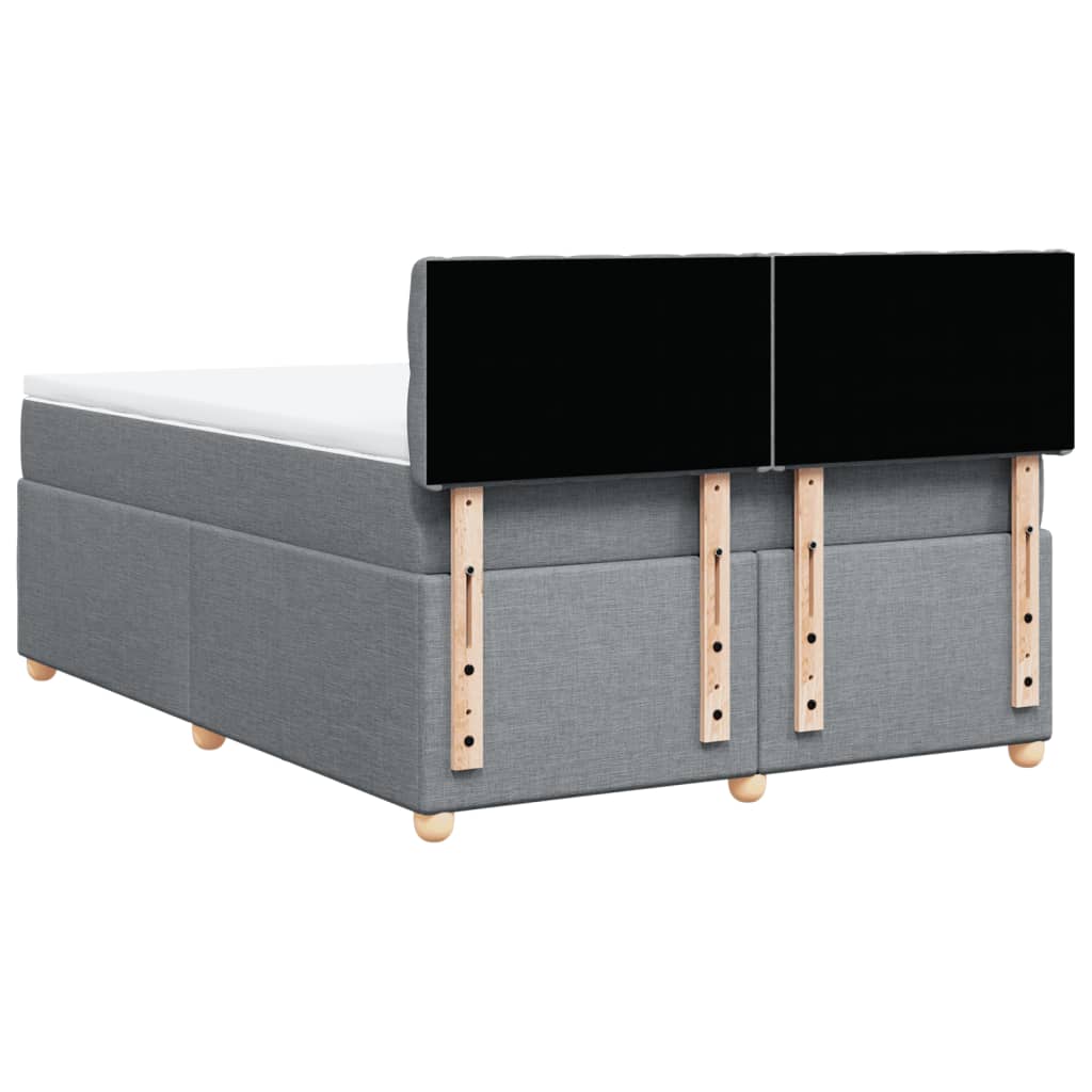 Κρεβάτι Boxspring με Στρώμα Ανοιχτό Γκρι 140x200 εκ. Υφασμάτινο - Pakobazaar