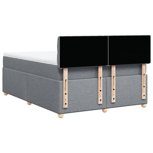 Κρεβάτι Boxspring με Στρώμα Ανοιχτό Γκρι 140x200 εκ. Υφασμάτινο - Pakobazaar