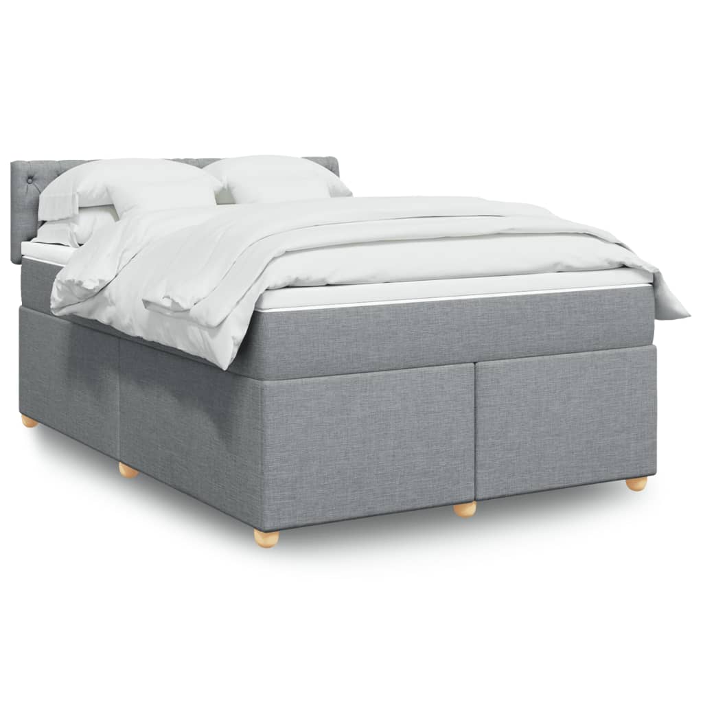 Κρεβάτι Boxspring με Στρώμα Ανοιχτό Γκρι 140x200 εκ. Υφασμάτινο - Pakobazaar