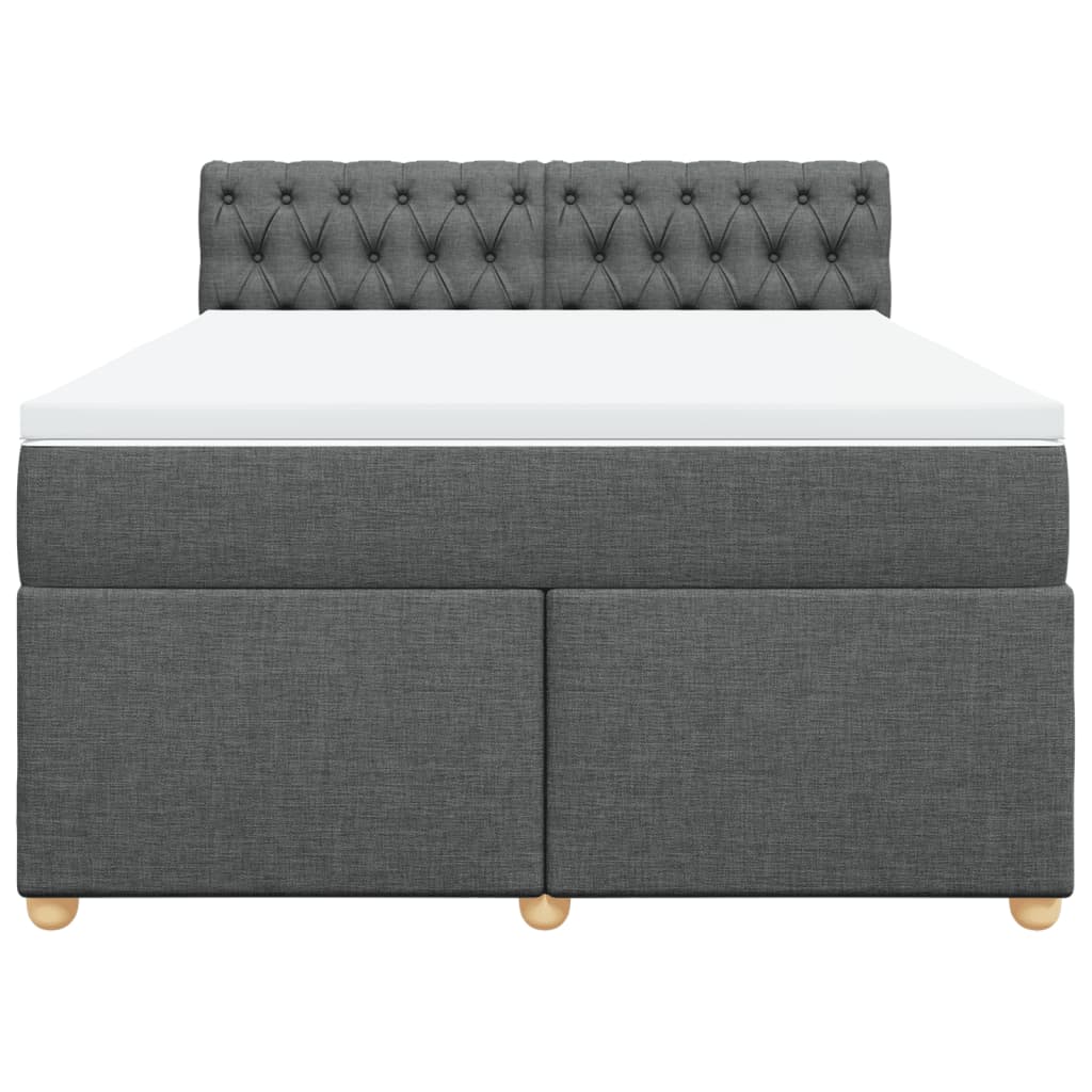 Κρεβάτι Boxspring με Στρώμα Σκούρο Γκρι 140x200 εκ Υφασμάτινο