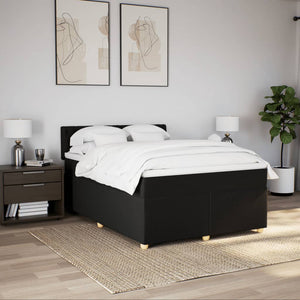 Κρεβάτι Boxspring με Στρώμα Μαύρο 140x200 εκ. Υφασμάτινο - Pakobazaar