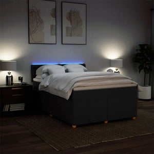 Κρεβάτι Boxspring με Στρώμα Μαύρο 140x200 εκ. Υφασμάτινο - Pakobazaar