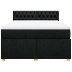 Κρεβάτι Boxspring με Στρώμα Μαύρο 140x200 εκ. Υφασμάτινο - Pakobazaar