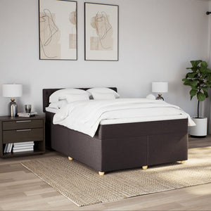 Κρεβάτι Boxspring με Στρώμα Σκούρο Καφέ 140x200 εκ Υφασμάτινο - Pakobazaar