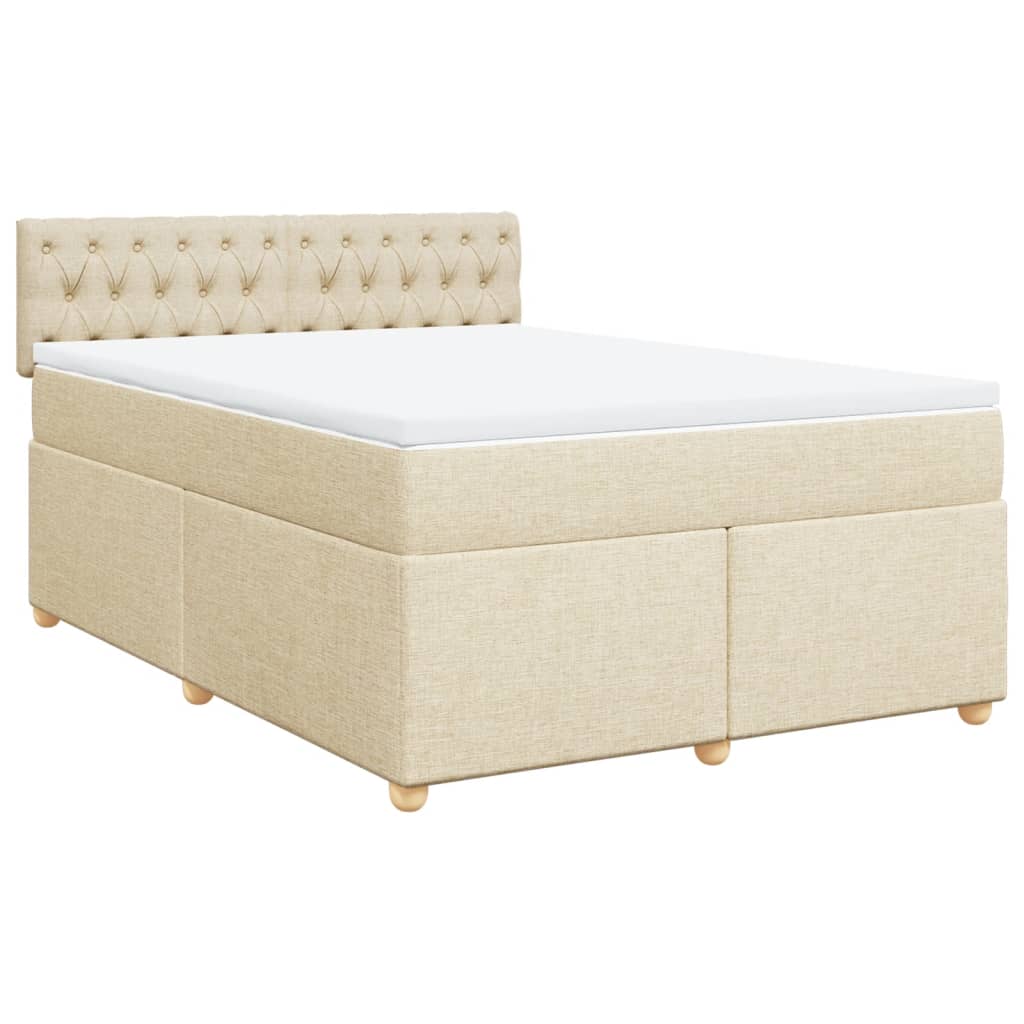 Κρεβάτι Boxspring με Στρώμα Κρεμ 140x200 εκ. Υφασμάτινο