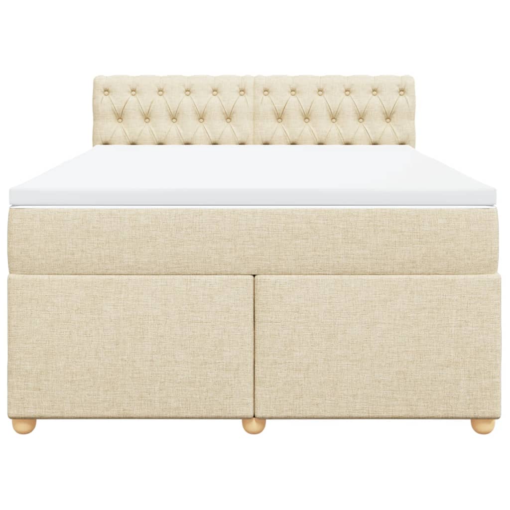 Κρεβάτι Boxspring με Στρώμα Κρεμ 140x200 εκ. Υφασμάτινο