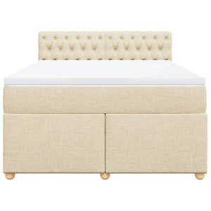 Κρεβάτι Boxspring με Στρώμα Κρεμ 140x200 εκ. Υφασμάτινο