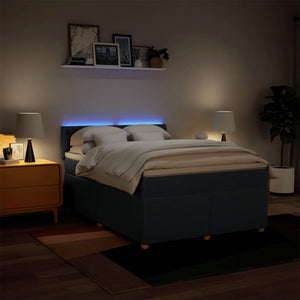 Κρεβάτι Boxspring με Στρώμα Μπλε 140x200 εκ. Υφασμάτινο - Pakobazaar